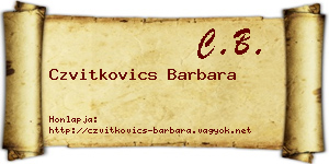 Czvitkovics Barbara névjegykártya